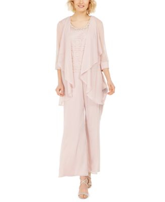 R & M Richards - 3-Pc. Jacket, Lace Top & Wide-Leg Pants Set