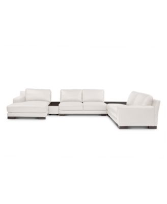 CLOSEOUT! Darrium 5-Pc. Leather Chaise Sectional with Corner Table & Console, Created for Macy's