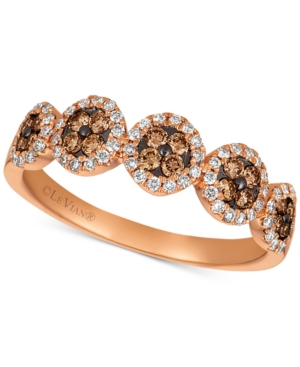 image of Le Vian Chocolatier Diamond Halo Cluster Ring (3/8 ct. t.w.) in 14k Rose Gold