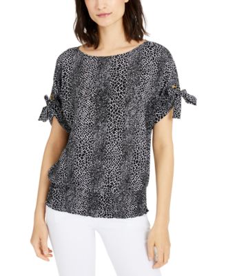 Michael Kors - Python-Print Tie-Sleeve Top