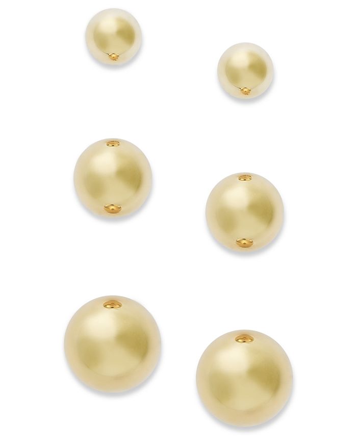 Macy's - Ball Stud Earring Set in 10k Gold or White Gold