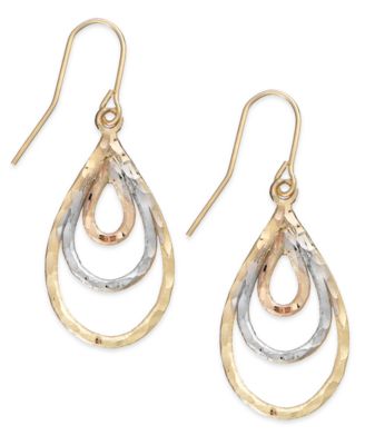 Macy's - 10k Two-Tone Gold Earrings, Multi Pear Diamond Cut Earrings
