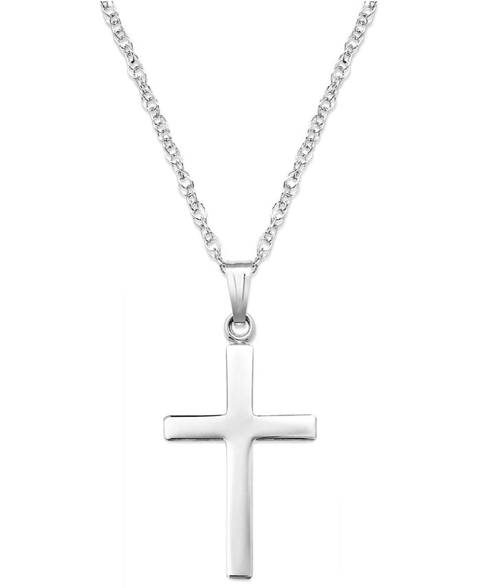 Macy&s Sterling Silver Necklace, Polished Cross Pendant - Multi