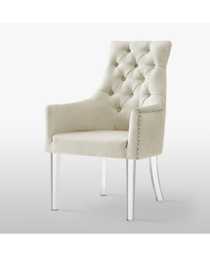 Inspired Home Marilyn Button Tufted Arm Dining Chair with Acrylic Legs