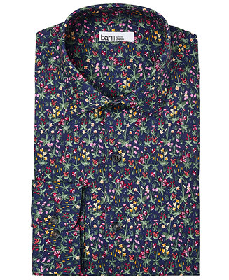 Bar III Men's Organic Cotton Slim-Fit Mixed Garden Floral Dress Shirt ...