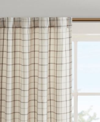 Anaheim Plaid Curtain 1 Panel for bedroom, Rob Pocket/Back Tab fit up to 1.25 inches rod Single Curtain Panel for Living Room, Width 50 length 95 inches, Fleece Lining Brown 1 Window Panel
