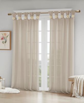 Madison Park Floral Embellished Semi Sheer Window Panels