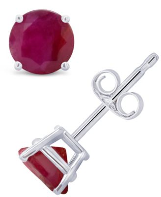 Macy's - Ruby (1-1/5 ct. t.w.) Stud Earrings in 14K White Gold or 14K Yellow Gold
