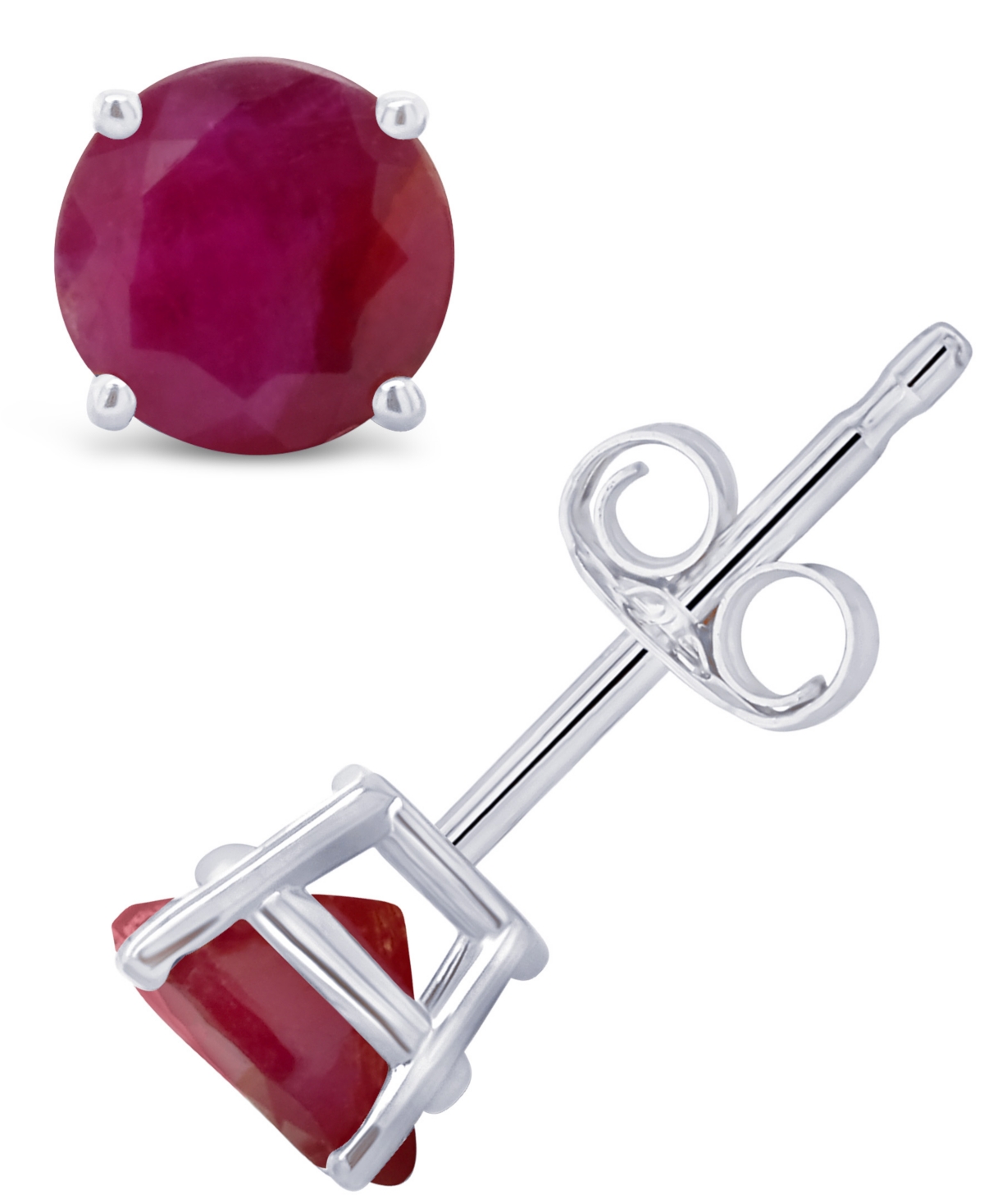 Macy's Ruby (1-1/5 Ct. T.w.) Stud Earrings In 14k White Gold. Also Available In 14k Yellow Gold In Ruby,white Gold
