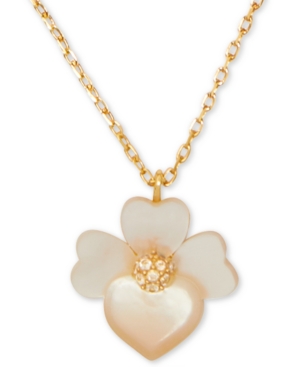 image of Kate Spade New York Gold-Tone Pave Flower Pendant Necklace, 17