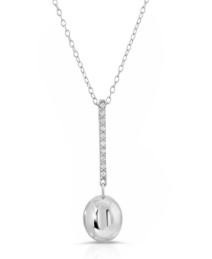 image of Brilliant Bubbles Diamond 1/10 ct. t.w. Line Pendant Designed in 14k Rose Gold over Sterling Silver