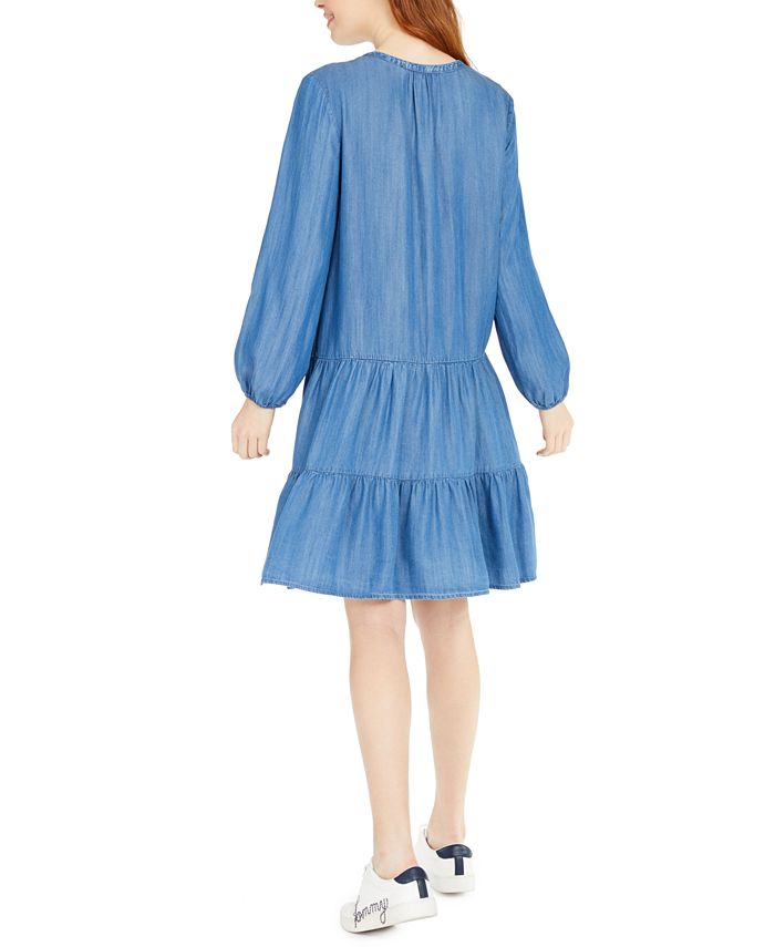 Tommy Hilfiger BibFront Denim Peasant Dress Macy's