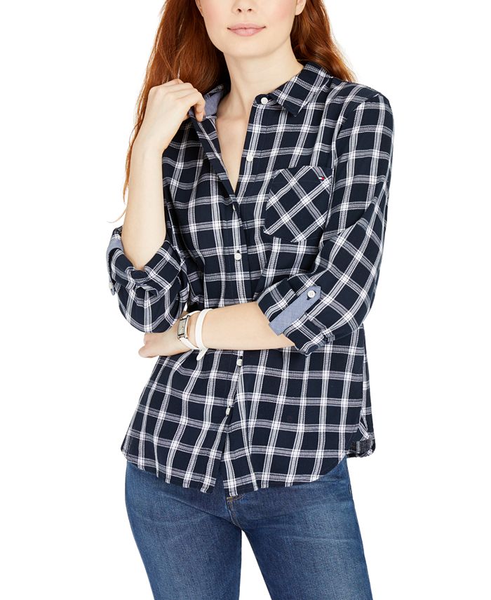 Tommy hilfiger flannel shirt womens 2025