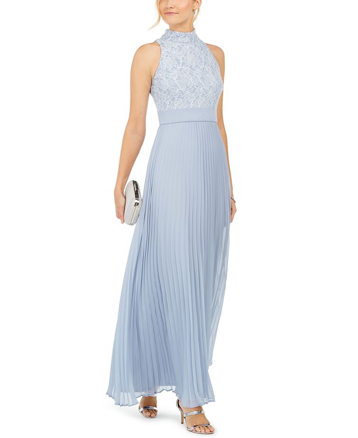 Jessica Howard Glitter Lace Top Halter Dress - Macy's