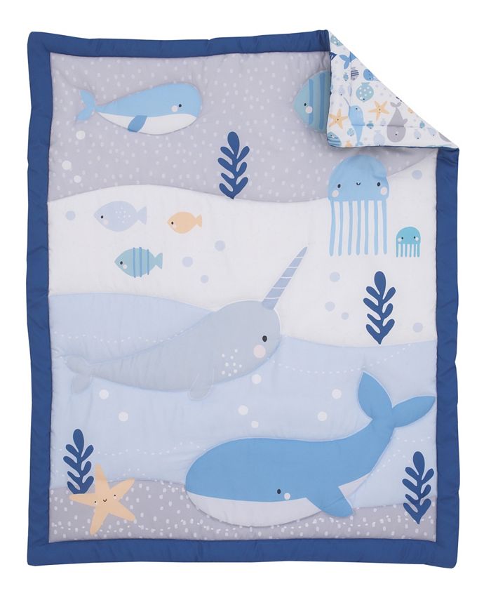 NoJo Underwater Adventure Narwhals 3Piece Crib Bedding Set Macy's
