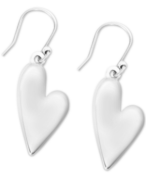 image of Lucky Brand Silver-Tone Heart Drop Earrings