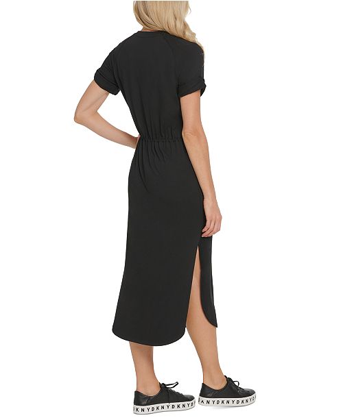 DKNY DrawstringWaist Logo TShirt Dress & Reviews Dresses Women Macy's