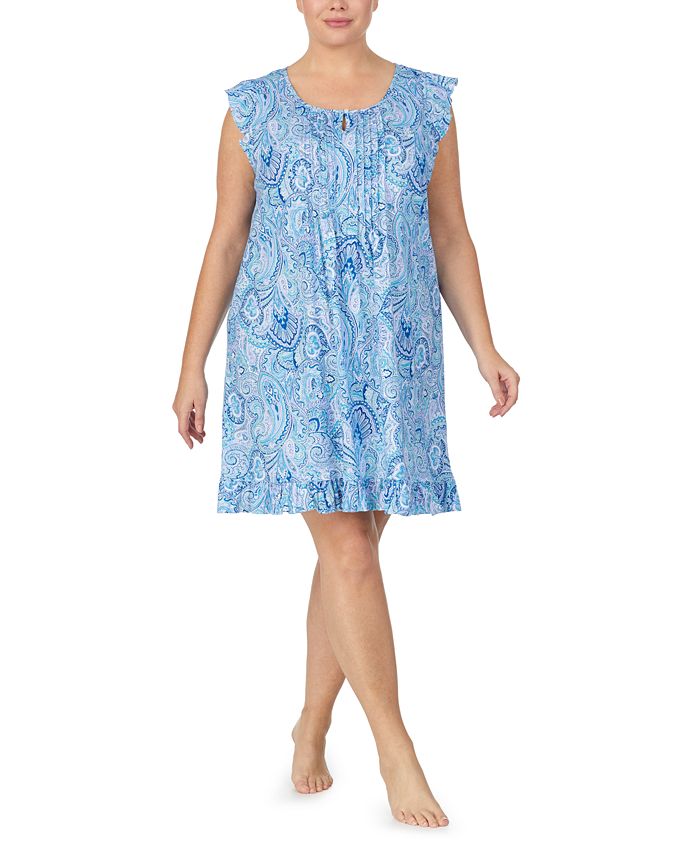 Lauren Ralph Lauren Plus Size Printed RuffleTrim Nightgown Macy's