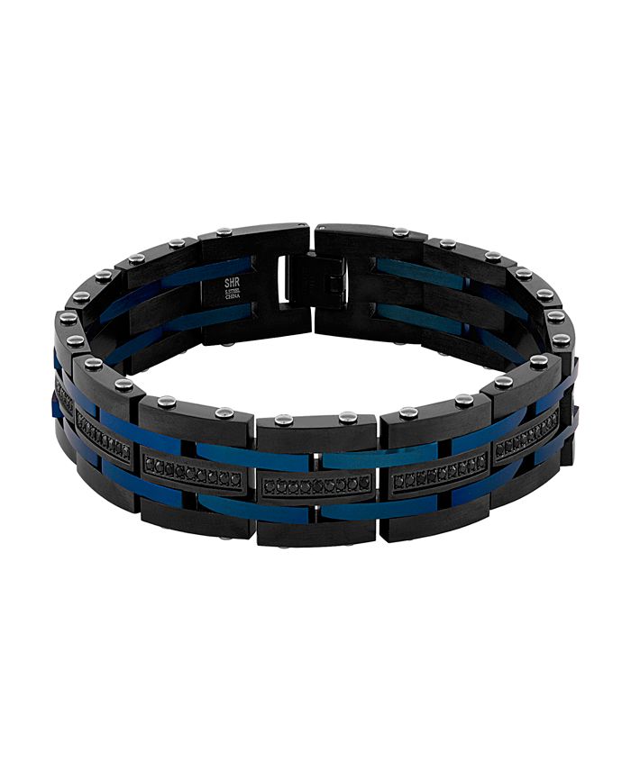 Macy's Men's 1 Carat Black Diamond Link 8 3/4" Bracelet in Black and