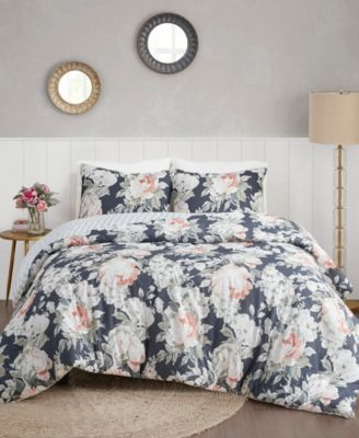 Madison Park - Mavis 3 Piece Full/Queen Cotton Printed Reversible Duvet Cover Set