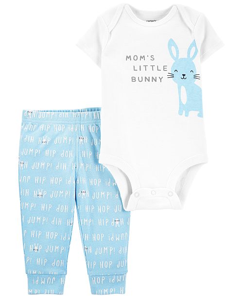 Carter S Baby Boys 2 Pc Cotton Bunny Bodysuit Pants Set