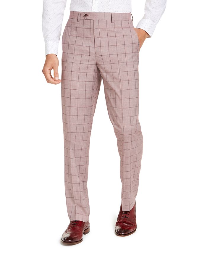 Sean John Men's Classic-Fit Light Red Windowpane Suit Pants - Macy's