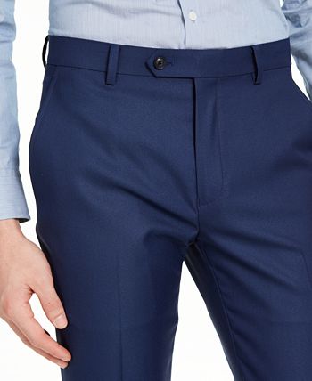Alfani - Men's Slim-Fit Stretch Navy Blue Solid Suit Pants