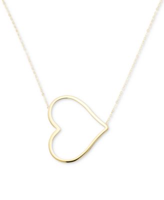 Italian Gold - East-West Heart 18" Pendant Necklace in 10k Gold