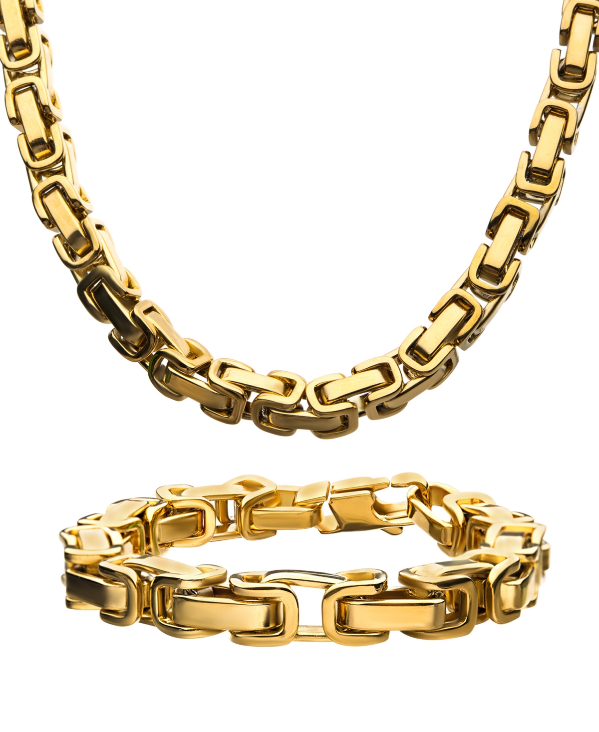 Byzantine Chain 8" Bracelet and 22" Necklace Set - Gold-Tone