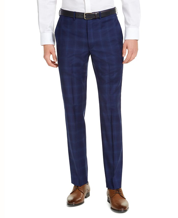 DKNY Men s Slim Fit Stretch Blue Plaid Suit Pants Macy s