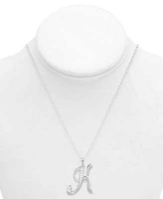 Diamond K Initial 18" Pendant Necklace (1/10 ct. t.w.) in Sterling Silver