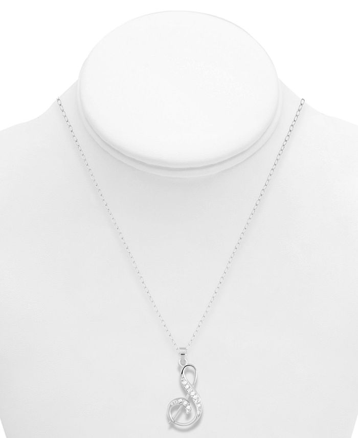 Diamond Letter S Necklace 1/10 ct tw Round-cut Sterling Silver 18