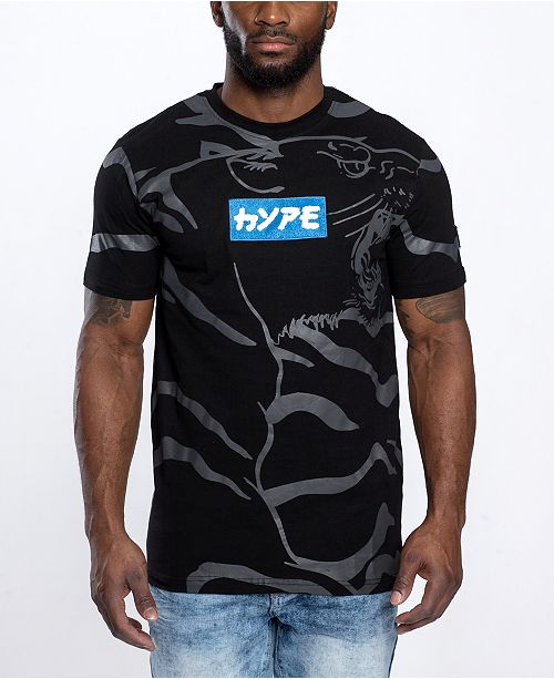 Southpole Men S Tiger Chenille Logo Patch All Over Graphic T Shirt