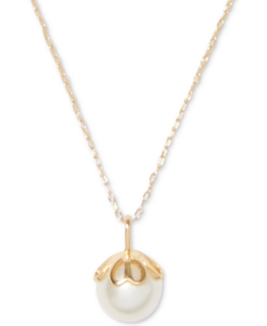 image of Kate Spade New York Gold-Tone Pave & Imitation Pearl Pendant Necklace, 17