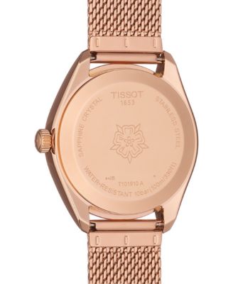 Women's Swiss PR 100 Sport Chic T-Classic Rose Gold-Tone Stainless Steel Mesh Bracelet Watch 36mm