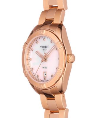 Women's Swiss PR 100 Sport Chic T-Classic Diamond (1/20 ct. t.w.) Rose Gold-Tone Stainless Steel Bracelet Watch 36mm