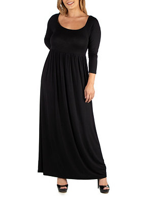 24seven Comfort Apparel Long Sleeve Pleated Maxi Plus Size Dress - Macy's