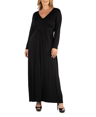 24seven Comfort Apparel Semi Formal Long Sleeve Plus Size Maxi Dress ...