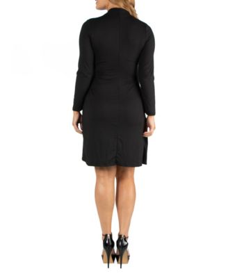 plus size long sleeve wrap dress