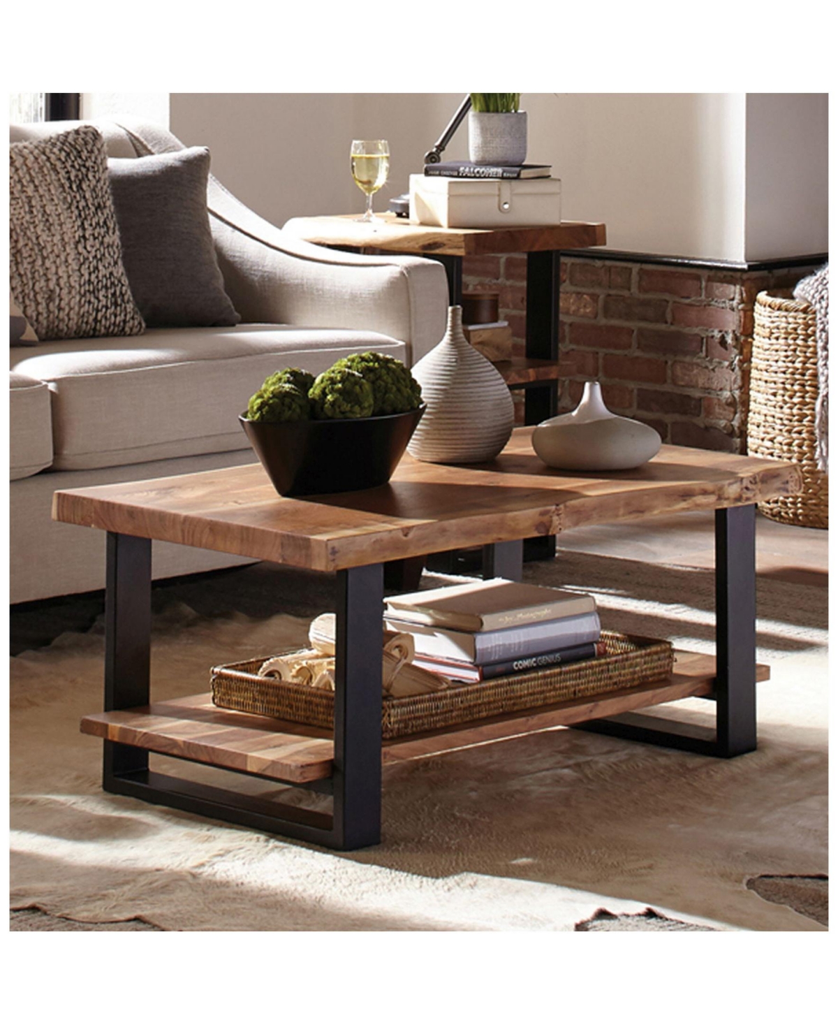 Alaterre Furniture Alpine Natural Live Edge Wood Coffee Table
