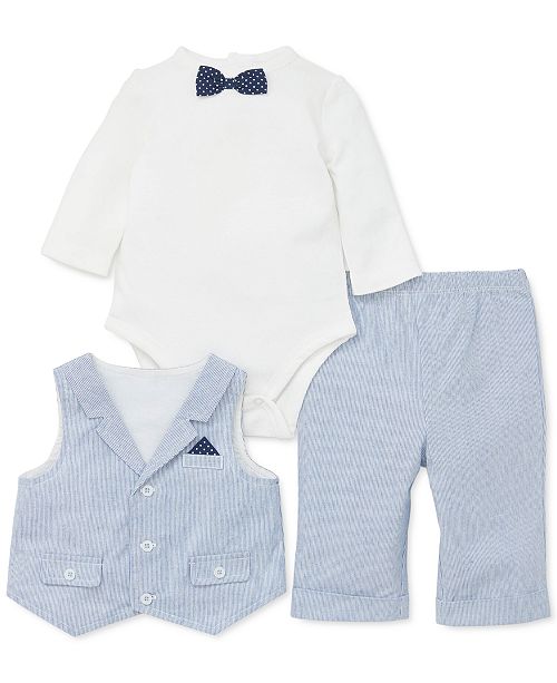 Little Me Baby Boys 3 Pc Cotton Vest Bow Tie Bodysuit Pants Set Reviews Sets Outfits Kids Macy S
