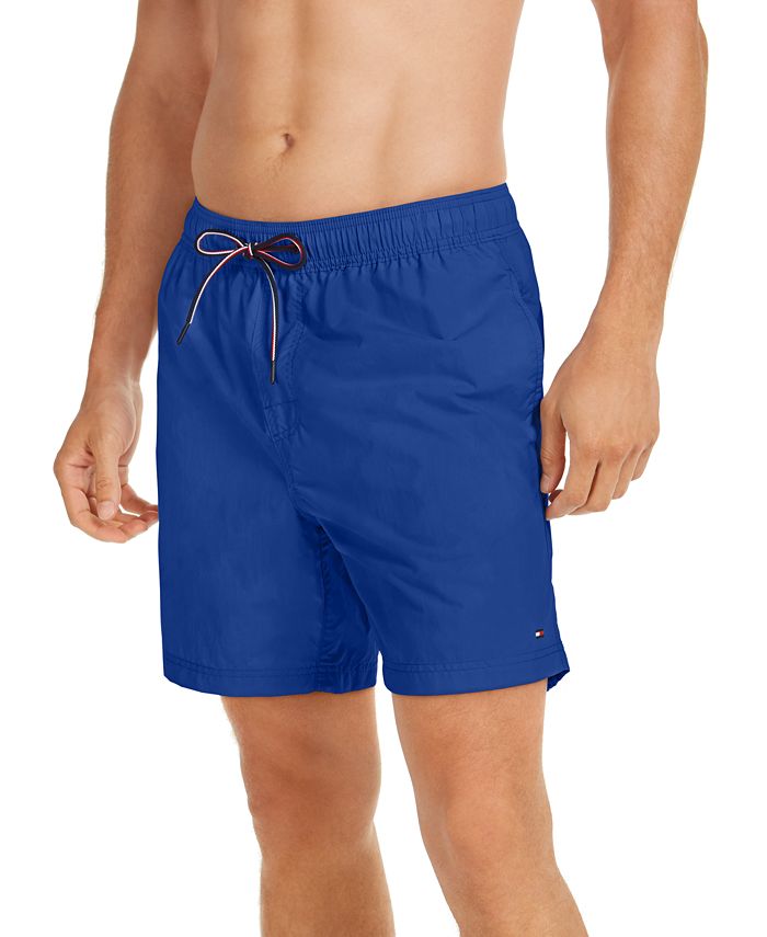 Tommy Hilfiger Men's Tommy Flag 5 Swim Trunks, Created For Macy's In Optic  White Th
