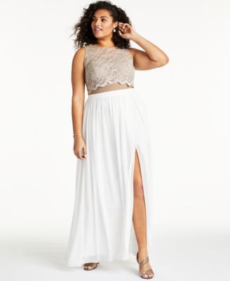 City Studios - Trendy Plus Size Lace Top & Long Wrap Skirt