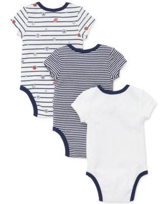 Baby Boys Cotton Sports Star Bodysuits, Pack of 3
