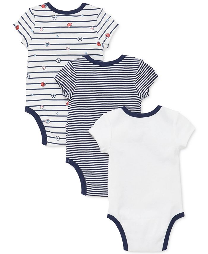 Little Me Baby Boys Cotton Sports Star Bodysuits, Pack of 3 - Macy's