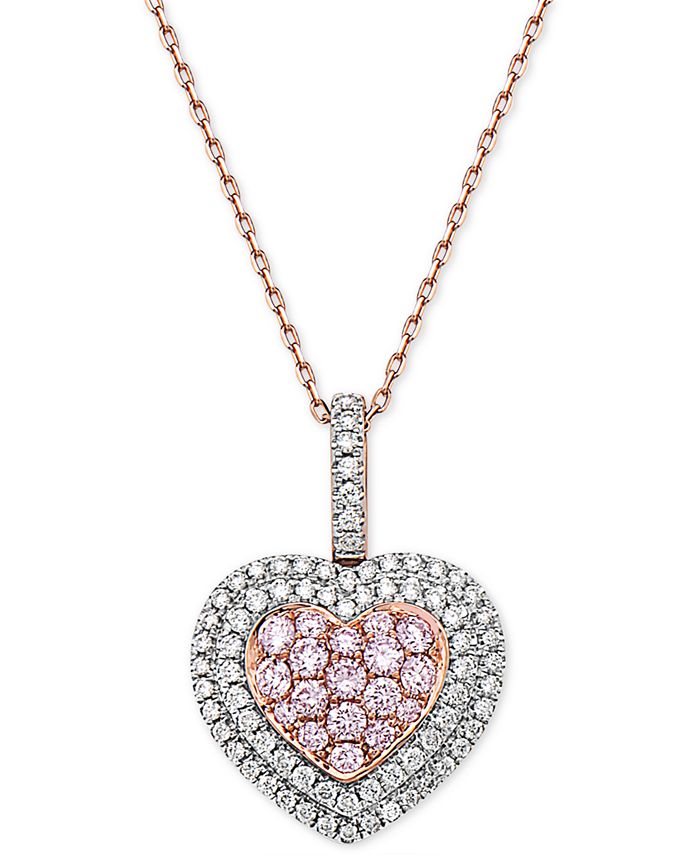 Macy's Natural Pink Certified Diamond Heart 18