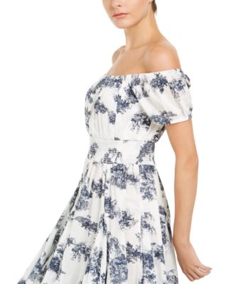 INC International Concepts INC Toile-Print Off-The-Shoulder Midi Dress, Created for Macy's