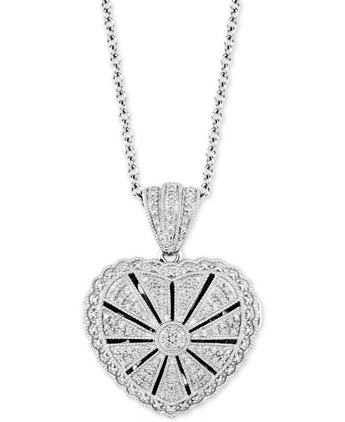 Macy's Diamond Heart Locket 20" Pendant Necklace (1/4 ct. t.w.) in