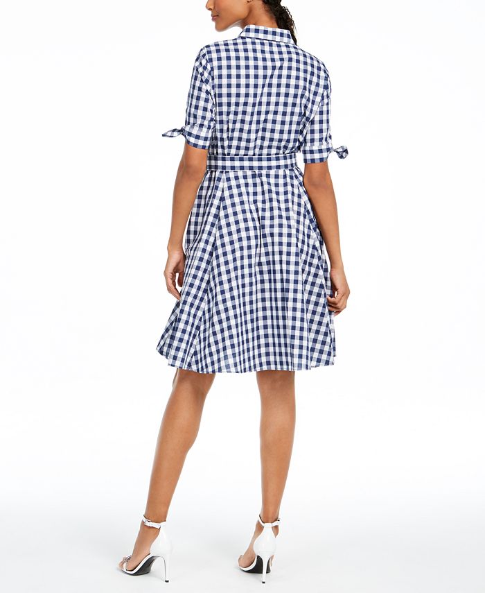 Calvin Klein Gingham Tie-Waist Shirtdress - Macy's
