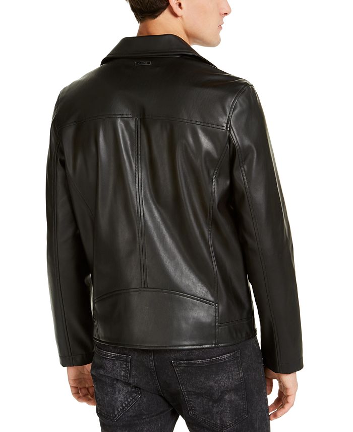 GUESS Men's Faux Leather Motorcycle Jacket & Reviews Coats & Jackets